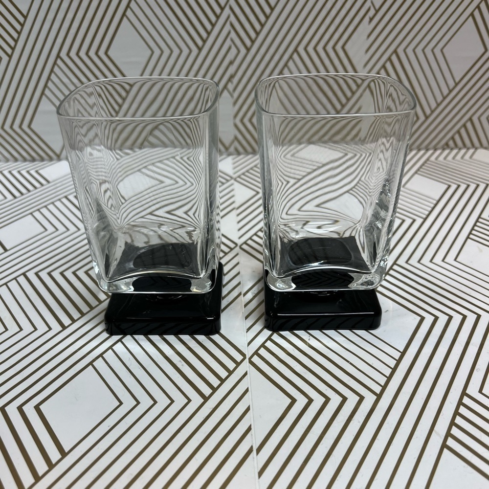 VTG DiSaronno MCM Black Square Bottom Cordial Glasses Set of Two